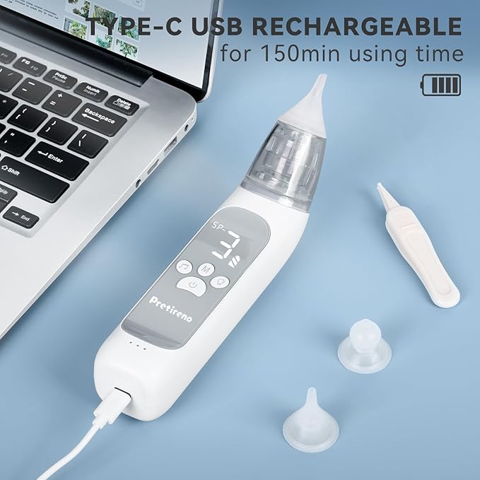 Electric Nasal Aspirator, Baby Nose Sucker 3 Silicone 3 Suction