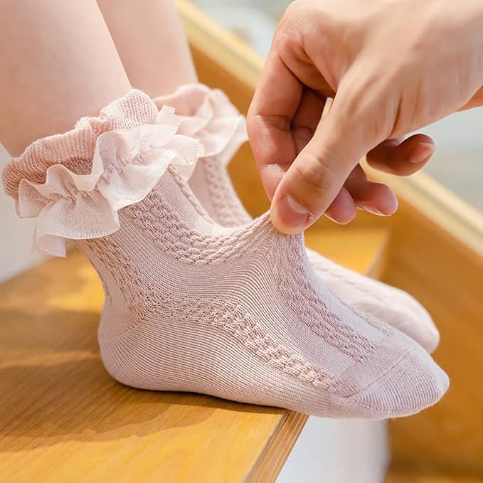 QandSweet Baby Girls' Eyelet Flower Socks Ankle Sock for Newborn