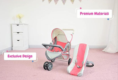 KOOKAMUNGA Baby Doll Stroller Travel System - Retractable Canopy, Feeding Tray