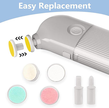 Electric Baby Nail Trimmer, Portable with 7 Grinding Heads, Rechargeable Whisper Quiet Nail Trim Polish Grooming Kit, Safe Nail File for Baby Newborn Infant Toddler Kids or Adults (White)