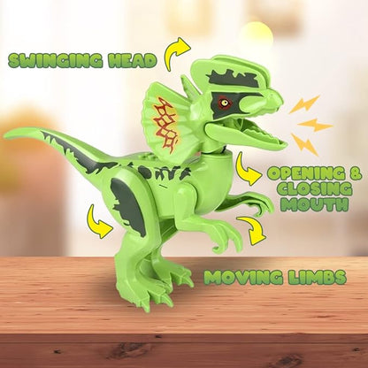 ArtCreativity Roaring Dilophosaurus Dinosaur Toy for Kids, Build Your Own Dinosaur Block Figure, Features Sounds and Includes Assembly Instructions, Dinosaur Birthday Party Supplies for Kids