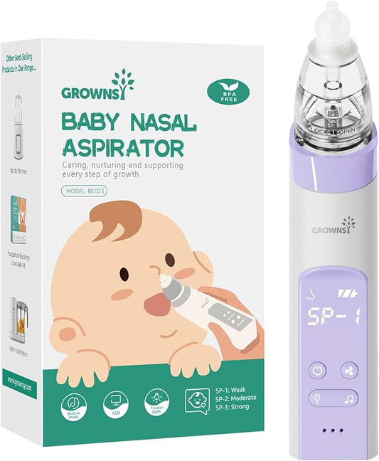 GROWNSY Nasal Aspirator for Baby, Electric Baby Nose Sucker 3 Silicone