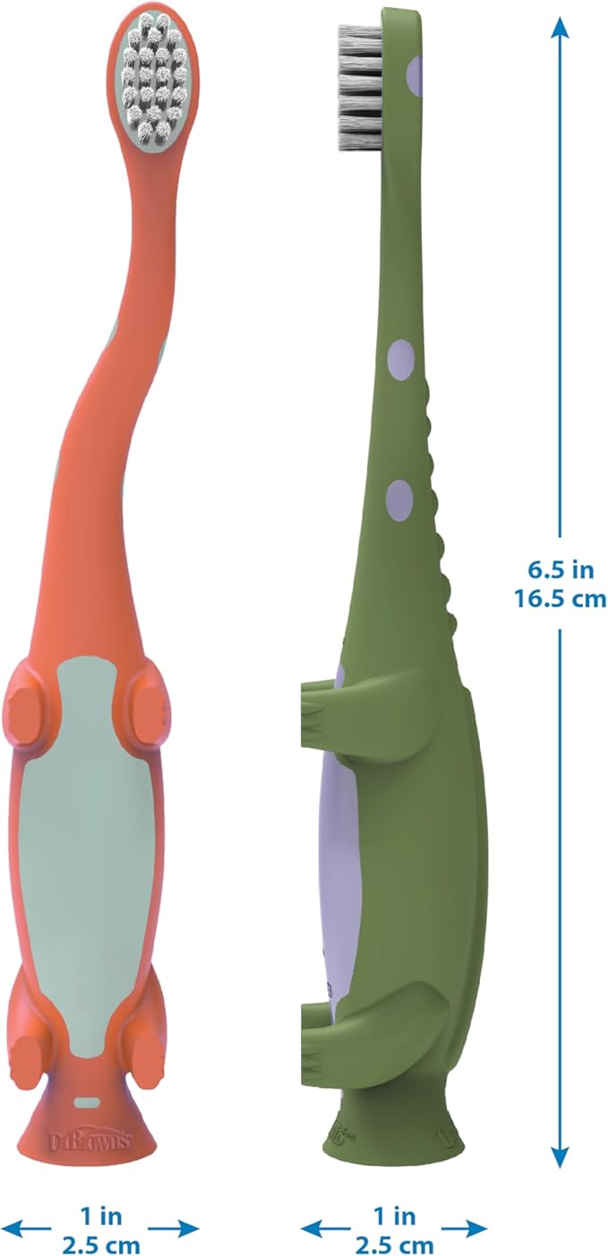 Dr. Brown's Toddler Toothbrush, Dinosaur, Green, 1-Pack