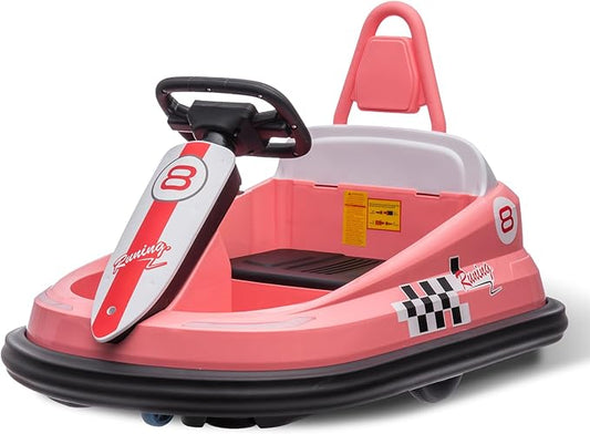 Hetoy Bumper Car for Toddlers, 6V Electric Ride On Toys for Kids 1.9 MPH 360 Degree 2-Speeds, Light, 2-6 Years,