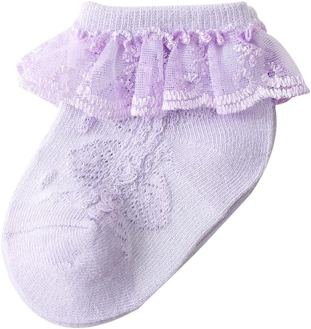 QandSweet Baby Girls' Eyelet Flower Socks Ankle Sock for Newborn
