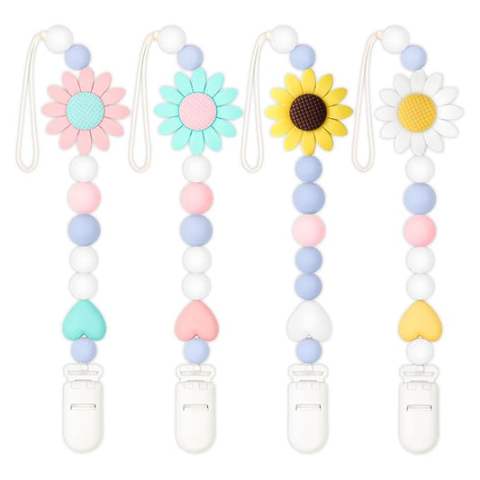 Silicone Pacifier Clip, 4 Pack Pacifier Holder for Boys and Girls