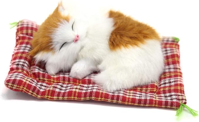 2Pcs Sleeping Cat on Pad Doll Toy, Cute Mini Kitten