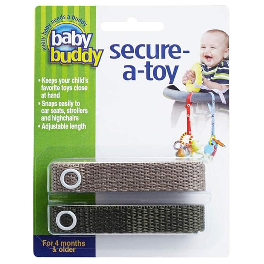 Baby Buddy Secure-a-Toy, Adjustable Pacifier and Teether Strap for Stroller 2 Pack