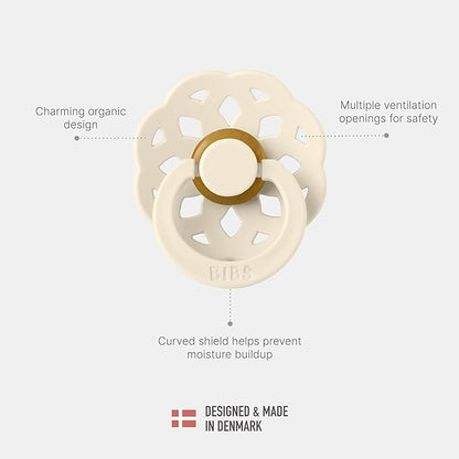 BIBS Pacifiers - Boheme Collection | BPA-Free Baby Pacifier 2 Vanilla/Peach 0-6 Months