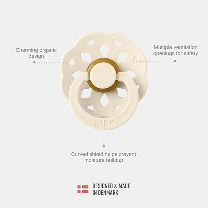 BIBS Pacifiers - Boheme Collection | BPA-Free Baby Pacifier 2 Ivory/Sage 6-18 Months