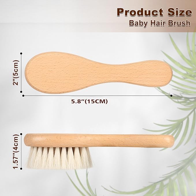 Baby Hair Brush, 2 Packs - Natural Wooden Brush with Premium Goat Bristle, Ideal for Newborns & Toddlers, Promotes Healthy Hair Growth, Prevents Scalp Irritation, Off-white