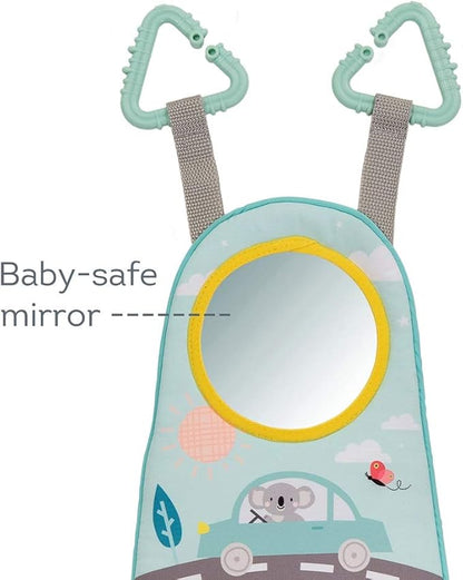 Baby Car Seat Toys for Infants with Mirror, Carseat Toys Steering Wheel with Music Lights & Driving Sounds Car Seat Toy for Babies 6 to 12 Months