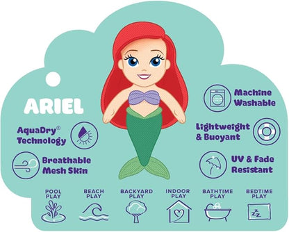 Wahu Aqua Pals Disney Classic Ariel Plush Water Toy for Kids Ages 2+, Fast-Drying Waterproof Plush Doll Toy for Pool and Bathtub 26"