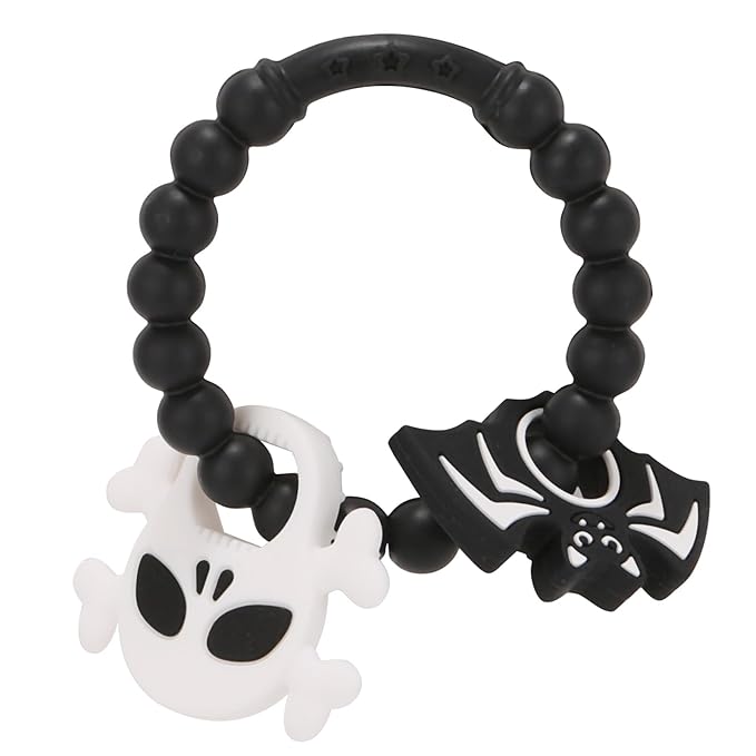 Halloween Baby Teething Ring Toys ??Skull & Bat Silicone Teethers for Newborns, Infants & Toddlers