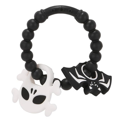 Halloween Baby Teething Ring Toys ??Skull & Bat Silicone Teethers for Newborns, Infants & Toddlers