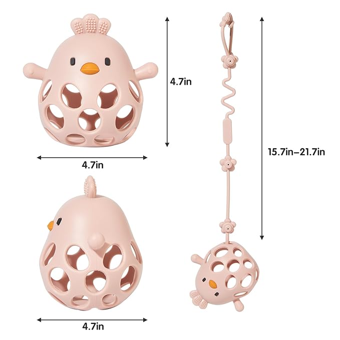 Baby Teething Toys with A Toy Strap for Babies 0-6 6-12 Months, Silicone Baby Hand Teething Mitten
