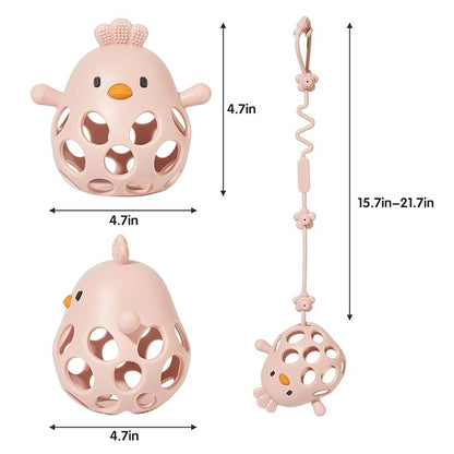 Baby Teething Toys with A Toy Strap for Babies 0-6 6-12 Months, Silicone Baby Hand Teething Mitten