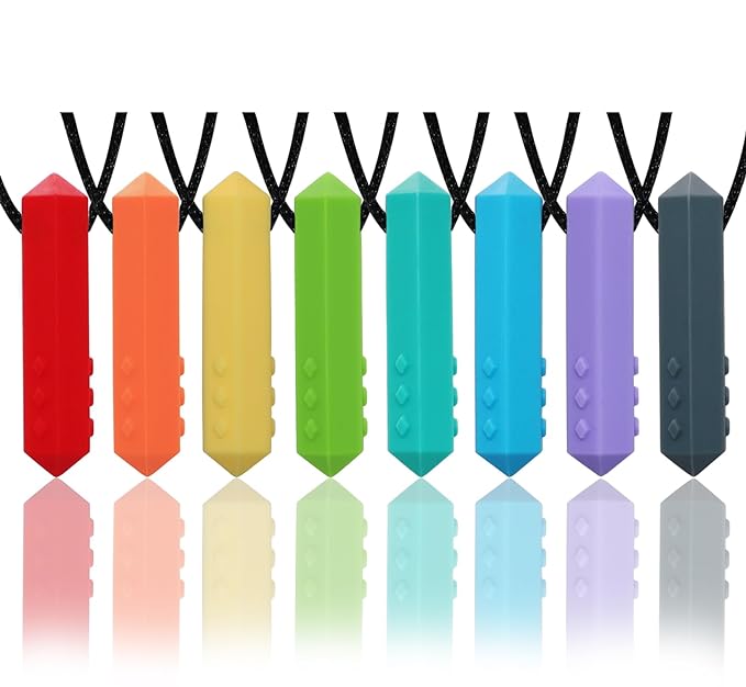 Chew Necklaces for Sensory Kids, 8 Pack Chewy Necklace Sensory Boys and Girls with Autism
