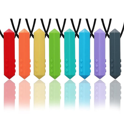 Chew Necklaces for Sensory Kids, 8 Pack Chewy Necklace Sensory Boys and Girls with Autism