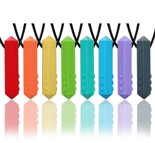 Chew Necklaces for Sensory Kids, 8 Pack Chewy Necklace Sensory Boys and Girls with Autism