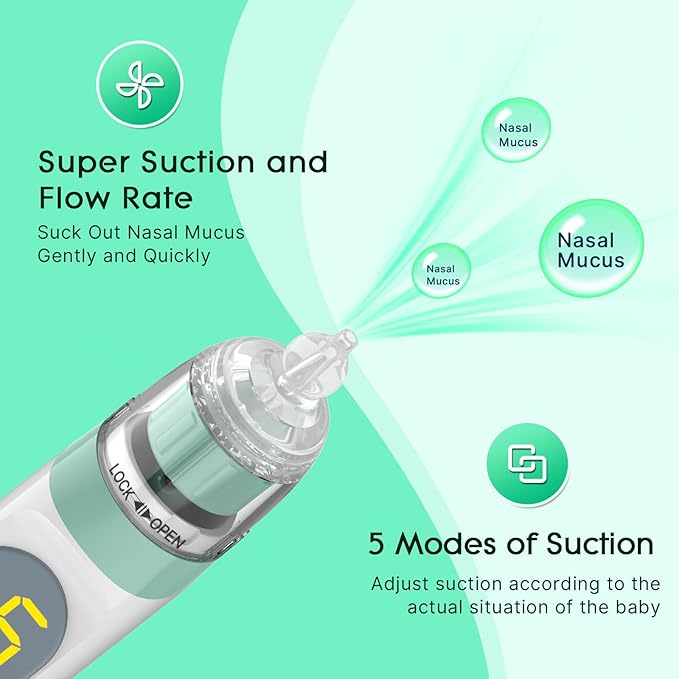 Electric Nasal Aspirator for Baby, Nose Aspirator for Toddlers 3 Silicone
