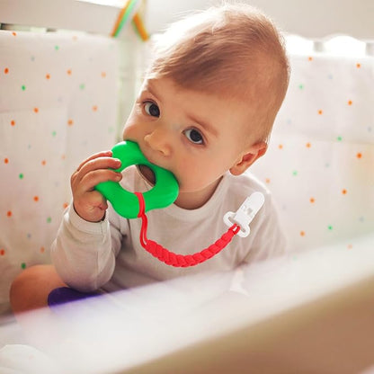 Stylish Silicone Pacifier Clips 4-Pack for Baby Boys and Girls, Woven Rope Flexible Design