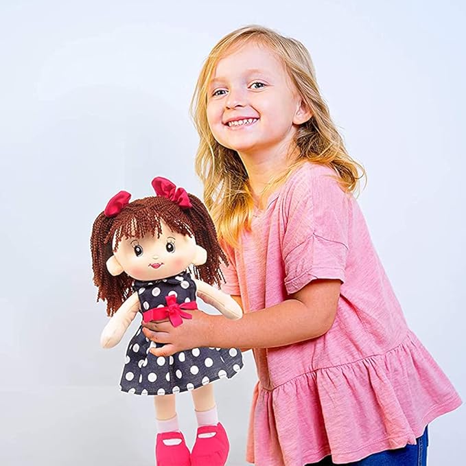 Linzy Toys, 16'' Betty Soft Plush Rag Doll with Polka Dots Dress (92640AZUL)