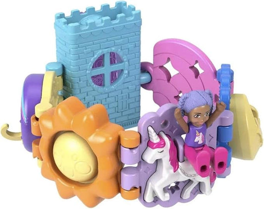 Polly Pocket Bracelet Treasures Wearables with Snap-Together Sections and Micro Doll, Gift for Kids Ages 4+