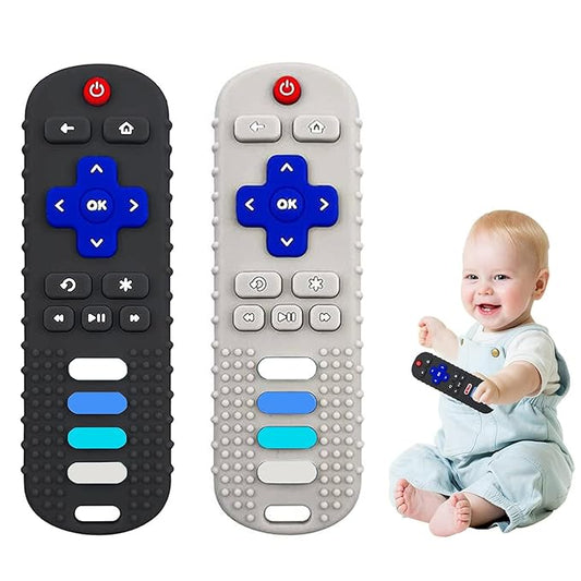 2-Pack Baby Teething Toys-TV Remote Control Shape Silicone Infants Teething 0-18 Months,BPA-Free