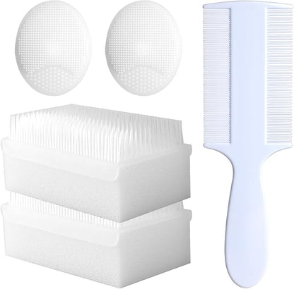 Cradle Cap Brush for Babies, 5Pcs Cradle Cap Treatment Set with Soft Bristle Brushes Silicone Scrubber Long Comb for Newborn Bathing Essentials Baby Brush and Comb Set (White)