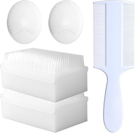 Cradle Cap Brush for Babies, 5Pcs Cradle Cap Treatment Set with Soft Bristle Brushes Silicone Scrubber Long Comb for Newborn Bathing Essentials Baby Brush and Comb Set (White)