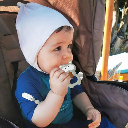 Baby Teething Toys,Food Grade Silicone Teether with One-Piece Pacifier Clip Holder 3 Months+