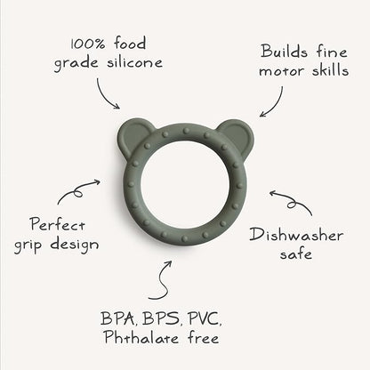 mushie Silicone Baby Teether Toy | Bear (Natural)