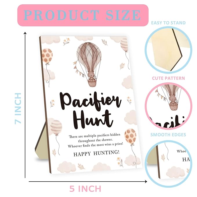 Baby Pacifier Hunt Game, Baby Shower Games Set 50 Mini 50 Blue