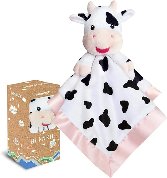 Cow Baby Security Blankets for Girls, Soft Loveys for Baby Girls 15" Cow