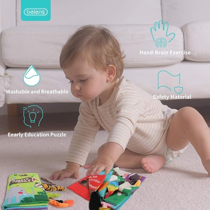 beiens Baby Books Toys, Baby Books 0-6 Months 3PCS Touch 0-3-6-12-18 Months