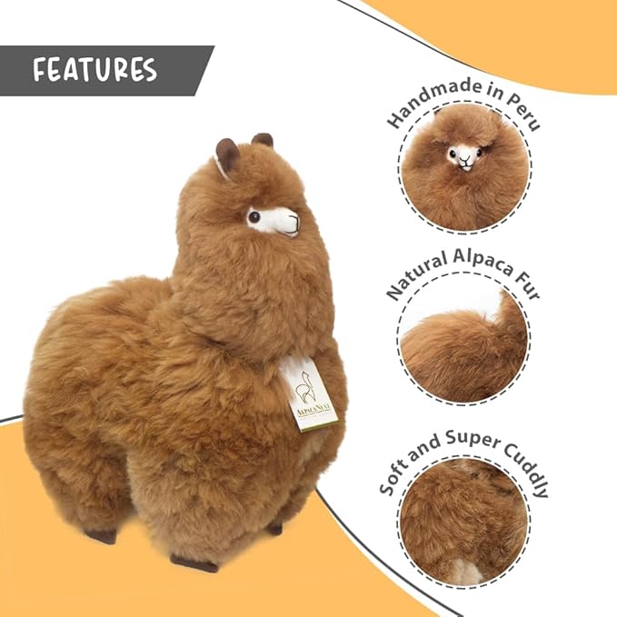 Llama Stuffed Animal – 18 inch. Cute, Soft and Cuddly Alpaca Plush Toy Handcrafted on Real Alpaka Natural Fur (18 inches,