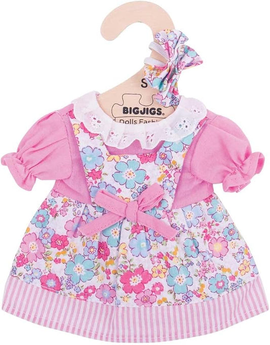 Bigjigs Toys Pink Floral Dress (for Size Small Doll) Dolls ONLY