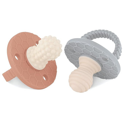 Soothipop Silicone Pacifier Teething Toys for Babies 0-6 Months 12, 18 Months - (2 Pack) Pacifier Shaped Baby Teether