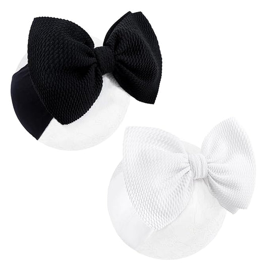 YanJie Baby Girl Bow Headbands - Black, White Nylon Hair 0-6 Months