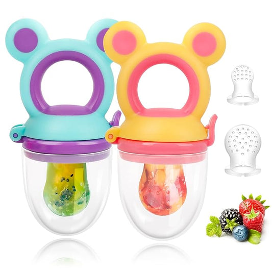 Baby Solids/Frozen Fruit Feeder Pacifier, Infant Teether Toy 4M+ 2-Pack (Mickey