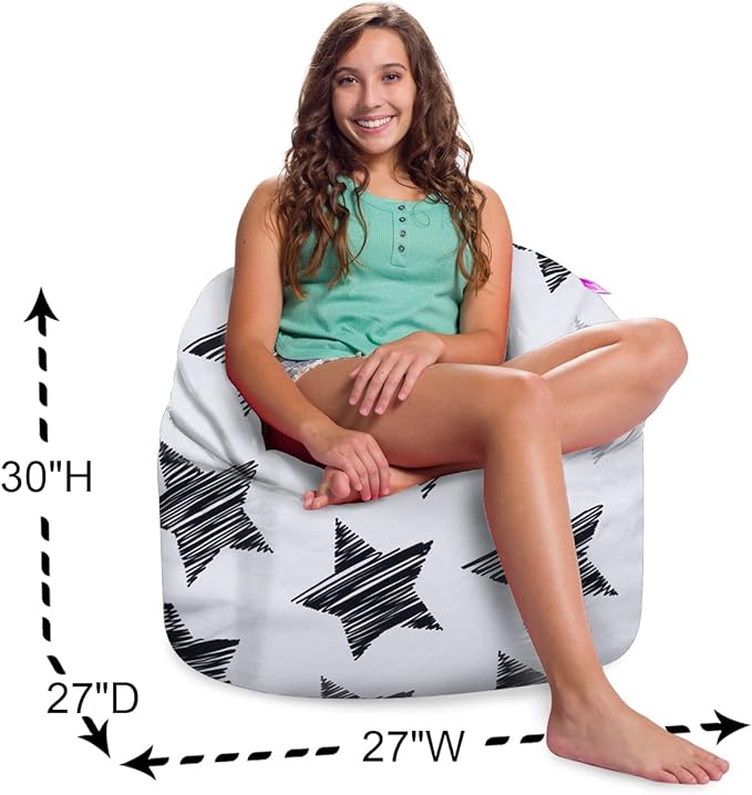 Posh Creations Structured Comfy Bean Bag Chair for Gaming, Reading, and Watching TV, Sonoma Lounge, Canvas - Sketchy Stars