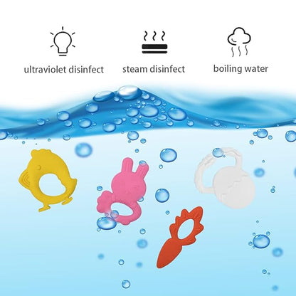 Anditoy 4 Pack Easter Teething Toys Easter Teether for 3-12 Months Baby Toddlers Easter Basket Stuffers Gifts