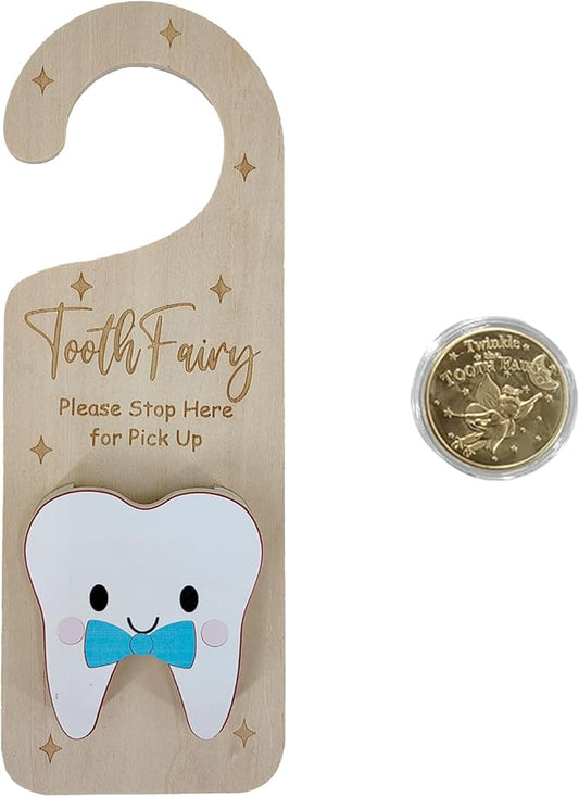 Tooth Fairy Door Hanger, Wooden Tooth Fairy Holder with Tooth