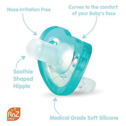 RaZbaby JollyPop Pacifier, Holder w/Detachable Baby Pacifier 0M+, 100%