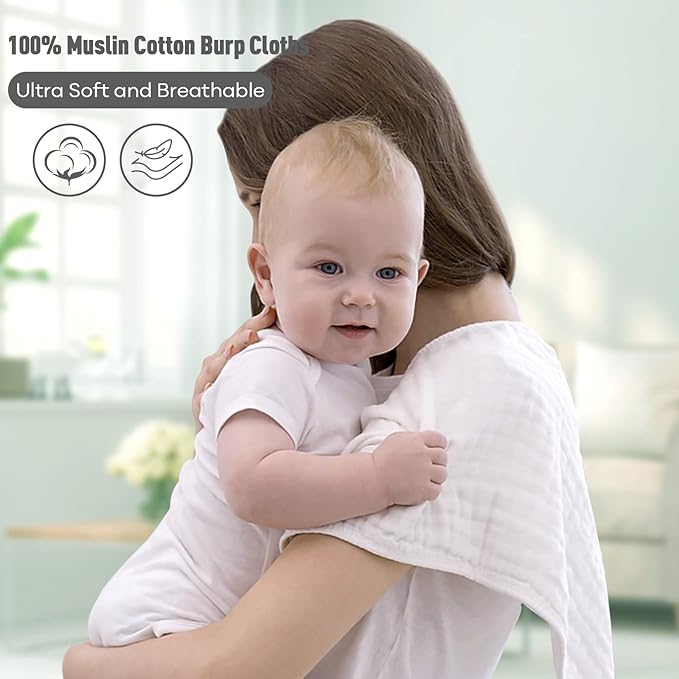 Yoofoss Muslin Burp Cloths for Baby 10 Pack 100% Cotton 20''X10'' Super