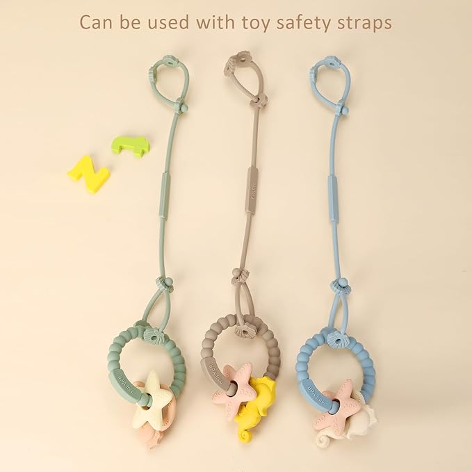 Socub Silicone Baby Teething Toy, Food Grade Silicone Teether Ring 3-6 12 18 Months