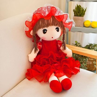 Plush Baby Doll Girl with Clothes, 17.7 Sweetheart Rag Doll Cozy Cuddle Soft Baby Doll for Kids Babies