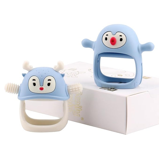 Smily Mia Penguin and Reindeer 2Pack Baby Teething Toys Gift 0-18Months Babies