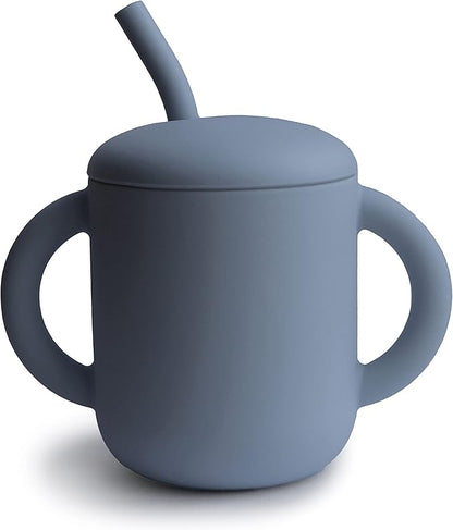 mushie 100% Silicone Training Cup & Straw for Toddlers | 6 Months+ (Tradewinds)
